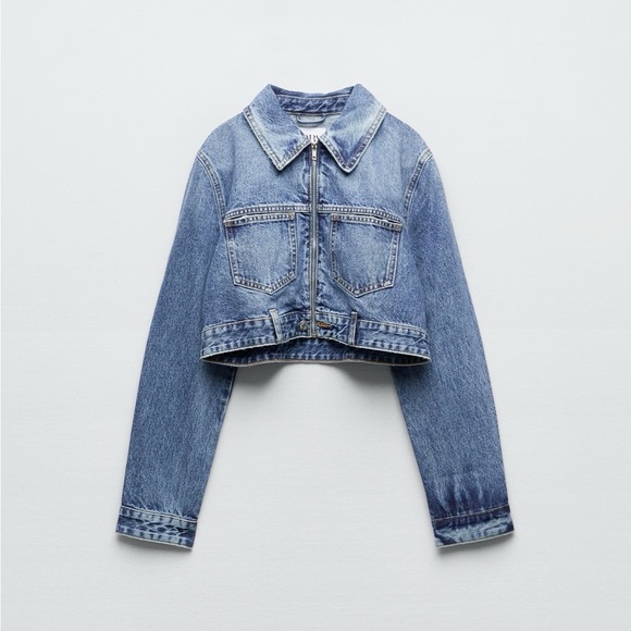Zara zippered crop denim jacket - Picture 8 of 8